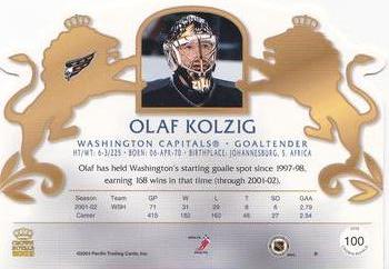 2002-03 Pacific Crown Royale - Retail (Silver) #100 Olaf Kolzig Back
