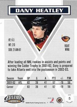 2002-03 Pacific Exclusive - Gold #5 Dany Heatley Back