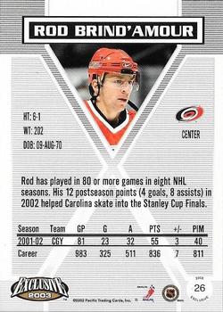 2002-03 Pacific Exclusive - Gold #26 Rod Brind'Amour Back
