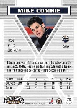 2002-03 Pacific Exclusive - Gold #70 Mike Comrie Back