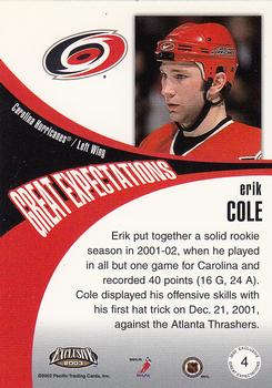 2002-03 Pacific Exclusive - Great Expectations #4 Erik Cole Back