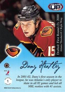 2002-03 Pacific Heads Up - Head First #1 Dany Heatley Back