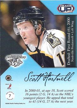 2002-03 Pacific Heads Up - Head First #7 Scott Hartnell Back
