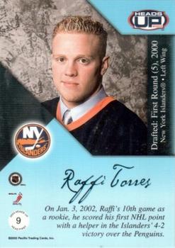 2002-03 Pacific Heads Up - Head First #9 Raffi Torres Back