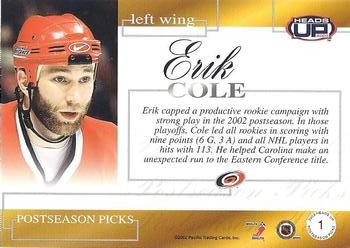 2002-03 Pacific Heads Up - Postseason Picks #1 Erik Cole Back