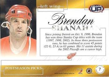 2002-03 Pacific Heads Up - Postseason Picks #7 Brendan Shanahan Back