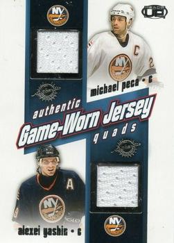 2002-03 Pacific Heads Up - Game-Worn Jersey Quads #18 Michael Peca / Alexei Yashin / Eric Lindros / Theoren Fleury Front