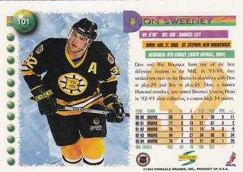 1994-95 Score #101 Don Sweeney Back