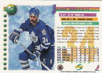 1994-95 Score #106 Jamie Macoun Back