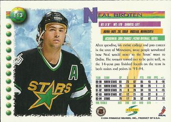 1994-95 Score #113 Neal Broten Back
