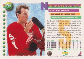 1994-95 Score #119 Nicklas Lidstrom Back