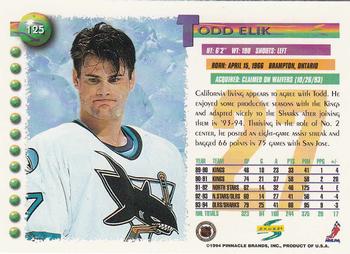 1994-95 Score #125 Todd Elik Back