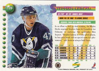 1994-95 Score #128 Stephan Lebeau Back