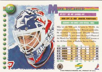 1994-95 Score #130 Mike Richter Back