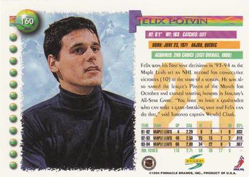 1994-95 Score #160 Felix Potvin Back