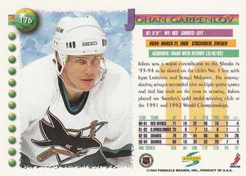 1994-95 Score #176 Johan Garpenlov Back