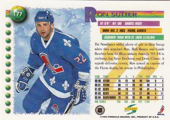1994-95 Score #177 Ron Sutter Back