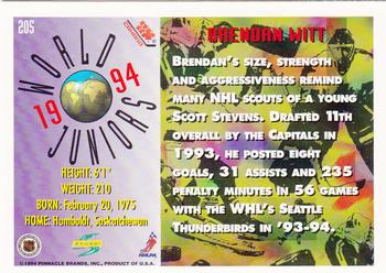 1994-95 Score #205 Brendan Witt Back