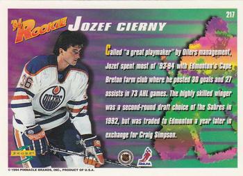 1994-95 Score #217 Jozef Cierny Back