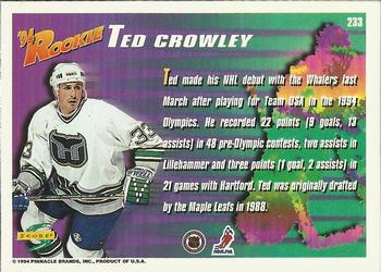 1994-95 Score #233 Ted Crowley Back
