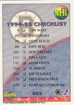 1994-95 Score #263 Checklist Back