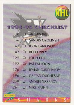 1994-95 Score #273 Checklist Front