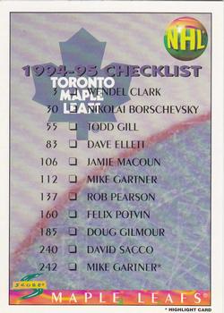 1994-95 Score #274 Checklist Front