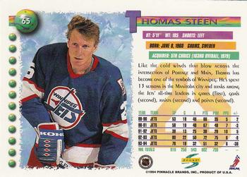 1994-95 Score #65 Thomas Steen Back