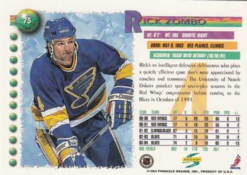 1994-95 Score #75 Rick Zombo Back