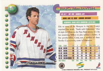 1994-95 Score #85 Craig MacTavish Back