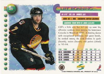 1994-95 Score #86 Cliff Ronning Back