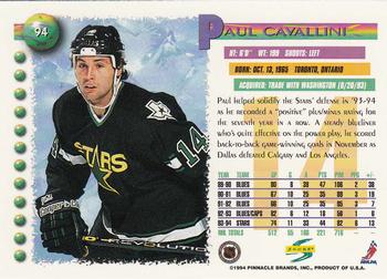 1994-95 Score #94 Paul Cavallini Back