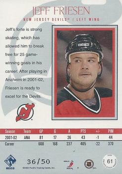 2002-03 Pacific Private Stock Reserve - Red #61 Jeff Friesen Back