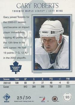 2002-03 Pacific Private Stock Reserve - Red #93 Gary Roberts Back