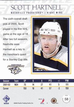 2002-03 Pacific Private Stock Reserve - Retail #58 Scott Hartnell Back