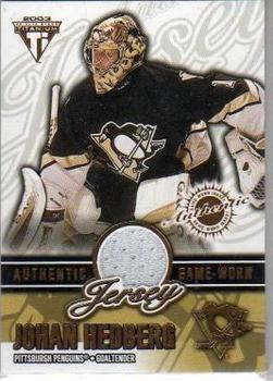 2002-03 Pacific Private Stock Titanium - Jerseys #53 Johan Hedberg Front