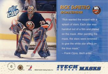 2002-03 Pacific Quest for the Cup - Itech Hockey Masks #6 Rick DiPietro Back