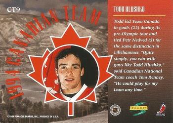 1994-95 Score - Canadian Team #CT9 Todd Hlushko Back