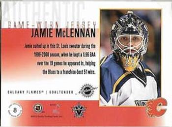 2002-03 Pacific Vanguard - Authentic Game-Worn Jerseys #8 Jamie McLennan Back