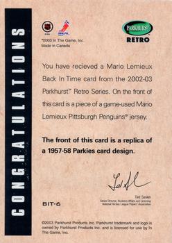 2002-03 Parkhurst Retro - Back In Time #BIT-6 Mario Lemieux Back