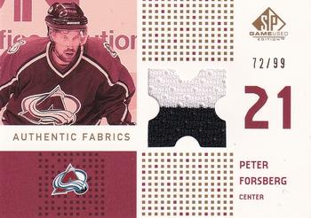 2002-03 SP Game Used - Authentic Fabrics Gold #AF-FO Peter Forsberg Front