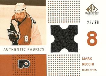 2002-03 SP Game Used - Authentic Fabrics Gold #AF-MR Mark Recchi Front
