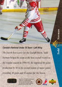 1994-95 SP #185 Todd Norman Back