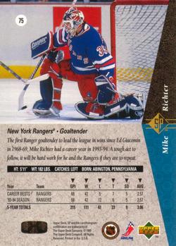1994-95 SP #75 Mike Richter Back