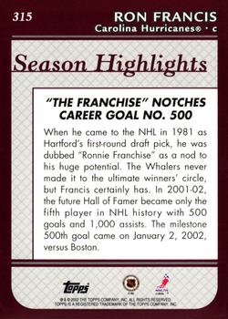 2002-03 Topps - Factory Set #315 Ron Francis Back