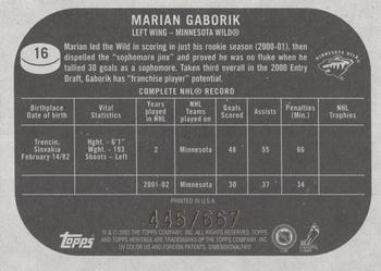 2002-03 Topps Heritage - Chrome Parallel #16 Marian Gaborik Back