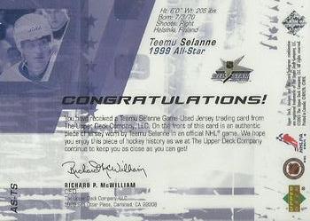 2002-03 Upper Deck - All-Star Performers #AS-TS Teemu Selanne Back