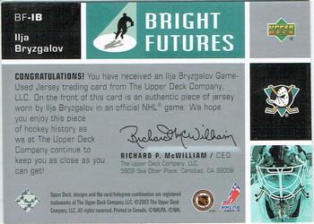 2002-03 Upper Deck - Bright Futures #BF-IB Ilja Bryzgalov Back