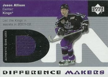 2002-03 Upper Deck - Difference Makers #DM-JA Jason Allison Front