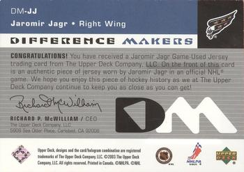 2002-03 Upper Deck - Difference Makers #DM-JJ Jaromir Jagr Back